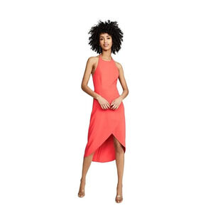 Alice and Olivia Kristy Wrap-Effect Crepe Halterneck Dress In Red Size 0